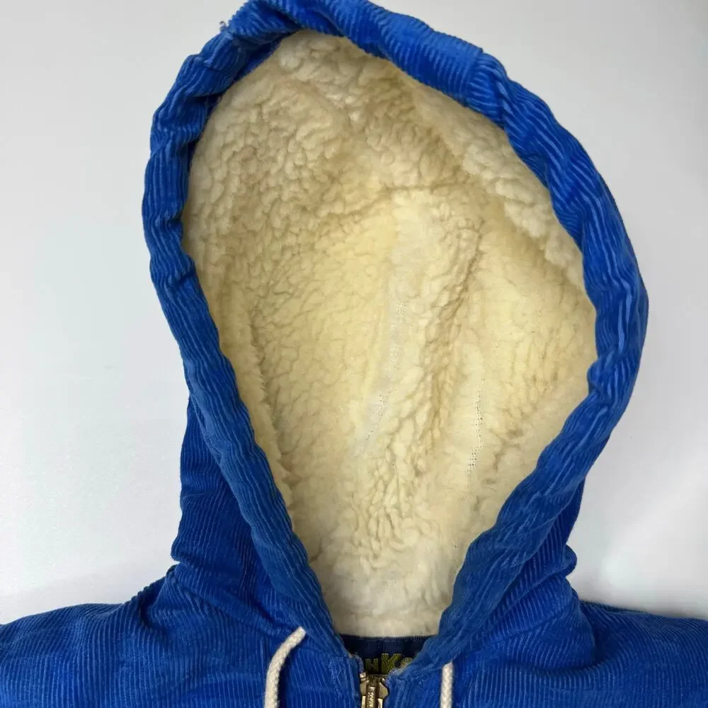 Vintage 70s OshKosh B’Gosh Jacket 4T Blue Corduroy Sherpa Lined Union Made USA
